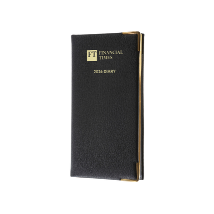 2026 Leather Portrait Pocket Diary - Week-to-View Planner- Black (PL-26)