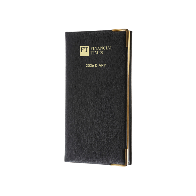 2026 Leather Portrait Pocket Diary - Week-to-View Planner- Black (PL-26)