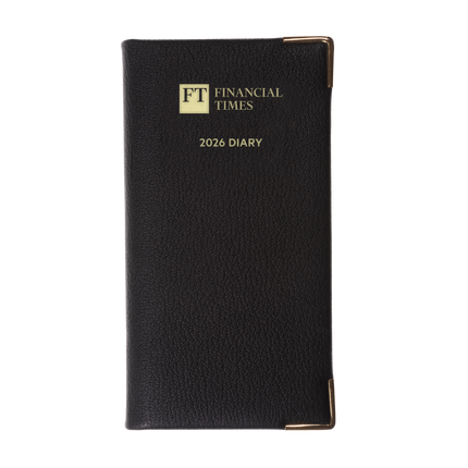 2026 Leather Portrait Pocket Diary - Week-to-View Planner- Black (PL-26)
