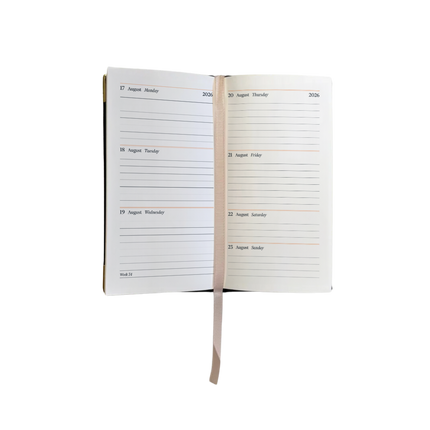 2026 Leather Portrait Pocket Diary - Week-to-View Planner- Black (PL-26)