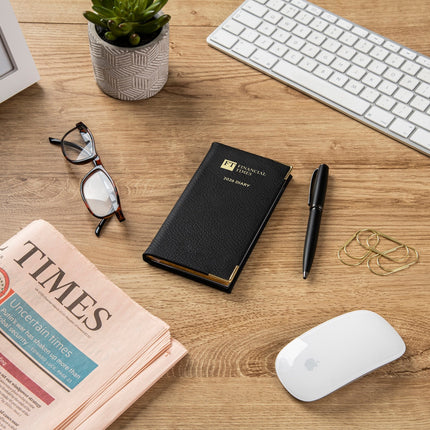 2026 Leather Portrait Pocket Diary - Week-to-View Planner- Black (PL-26)