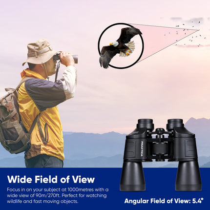 PRAKTICA Falcon 12x50mm Multi Coated Porro Prism Field Binoculars - Black