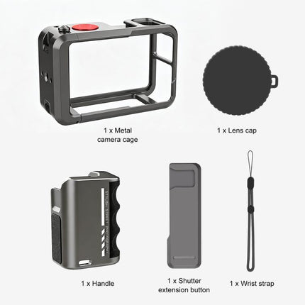 For DJI Osmo Action 5 Pro / 4 / 3 PULUZ Metal Camera Cage Expansion Adapter with Handle Grip, For DJI Osmo Action 5 Pro / 4 / 3