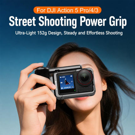 For DJI Osmo Action 5 Pro / 4 / 3 PULUZ Metal Camera Cage Expansion Adapter with Handle Grip, For DJI Osmo Action 5 Pro / 4 / 3