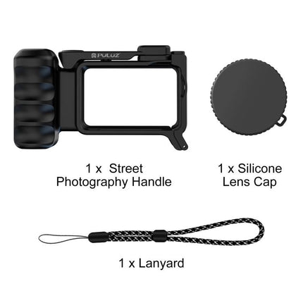 For DJI Osmo Action 6 PULUZ Street Photography Handle Ergonomic Hand Grip Cage Frame with Cold Shoe, Street Photography Handle