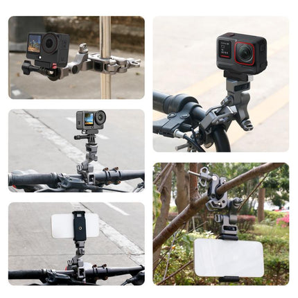 PULUZ Panoramic & Action Cameras Professional 3-Way Gimbal Motorcycles Bicycles Handlebar Aluminium Alloy Mount, Handlebar Aluminium Alloy Mount