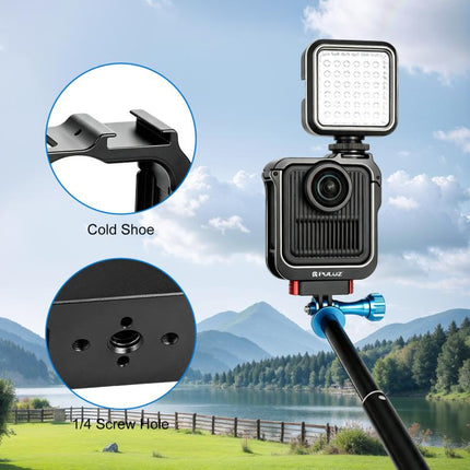 For GoPro MAX2 PULUZ Metal Camera Cage Frame with Cold Shoe & Adapter, Metal Camera Cage