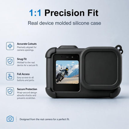 For GoPro MISSION 1 / 1 PRO PULUZ Body Silicone Protective Case with Lens Cover & Strap, For GoPro MISSION 1 / 1 PRO Silicone Case