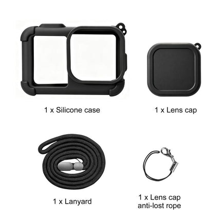 For GoPro MISSION 1 / 1 PRO PULUZ Body Silicone Protective Case with Lens Cover & Strap, For GoPro MISSION 1 / 1 PRO Silicone Case
