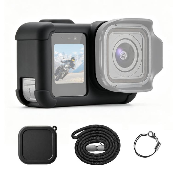 For GoPro MISSION 1 / 1 PRO PULUZ Body Silicone Protective Case with Lens Cover & Strap, For GoPro MISSION 1 / 1 PRO Silicone Case