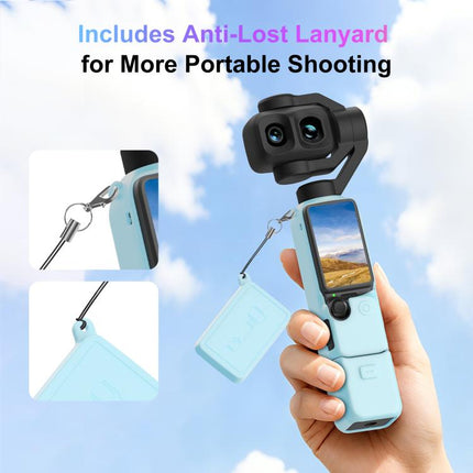 For DJI Osmo Pocket 4P PULUZ 5 in 1 Body Lens Handle Screen Silicone Cover with Anti-loss Rope