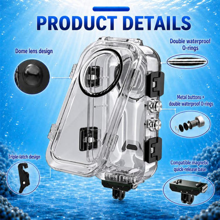 For Insta360 X6 PULUZ 60M / 196FT Underwater Waterproof Housing Invisible Magnetic Quick-Release Diving Case, Magnetic Quick-Release Waterproof Housing