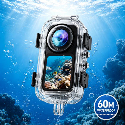 For Insta360 X6 PULUZ 60M / 196FT Underwater Waterproof Housing Invisible Diving Case HD PC Cover with Two-prong Base, Two-prong Base Waterproof Housing