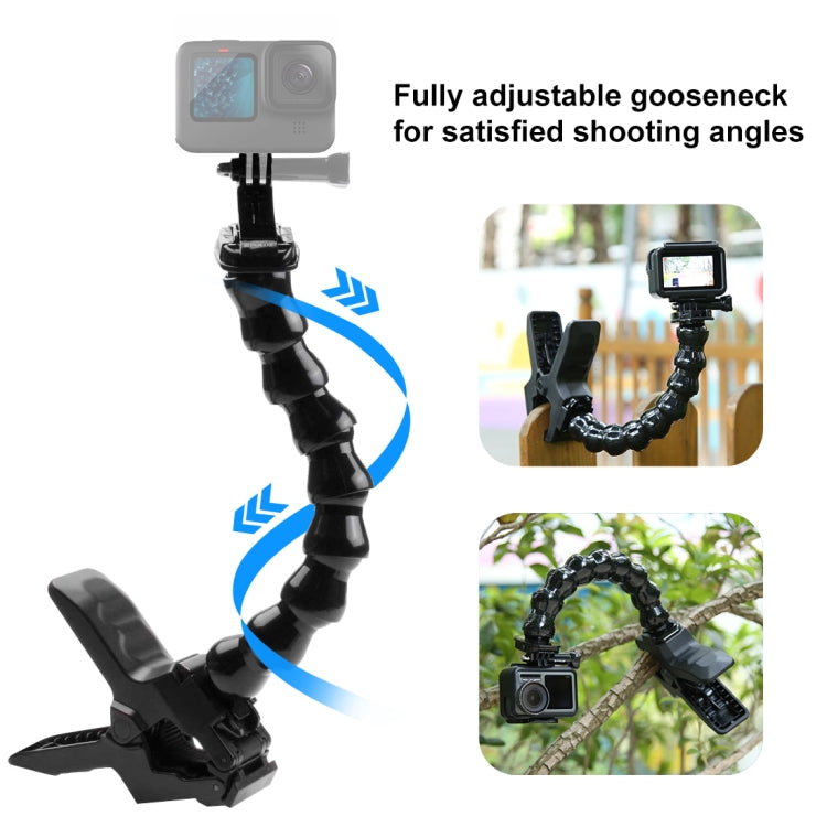 PULUZ Action Sports Cameras Jaws Flex Clamp Mount for GoPro, Insta360, DJI and Other Action Cameras