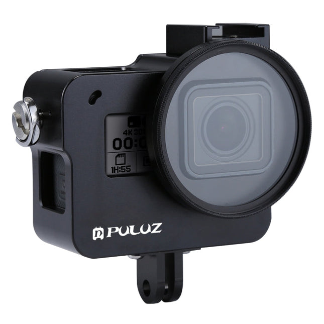 PULUZ Housing Shell CNC Aluminum Alloy Protective Cage with Insurance Frame & 52mm UV Lens for GoPro HERO(2018) /7 Black /6 /5, For HERO6 /5 Pull Frame, For HERO5 Pull Frame