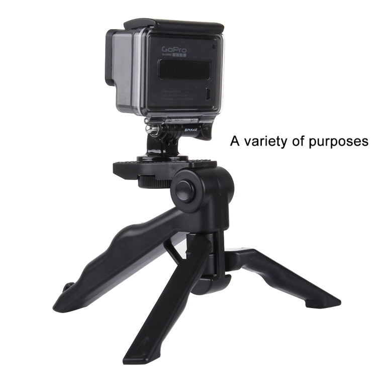 PULUZ Grip Folding Tripod Mount with Adapter & Screws for GoPro, Insta360, DJI and Other Action Cameras, Load Max: 2kg, Load Max: 2kg