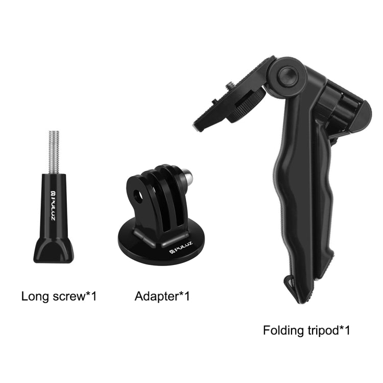 PULUZ Grip Folding Tripod Mount with Adapter & Screws for GoPro, Insta360, DJI and Other Action Cameras, Load Max: 2kg