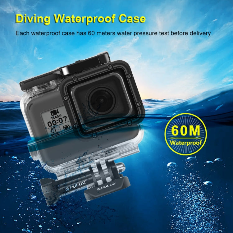 PULUZ for GoPro HERO(2018) / HERO7 Black /6 /5 60m Underwater Waterproof Housing Diving Protective Case with Buckle Basic Mount & Screw