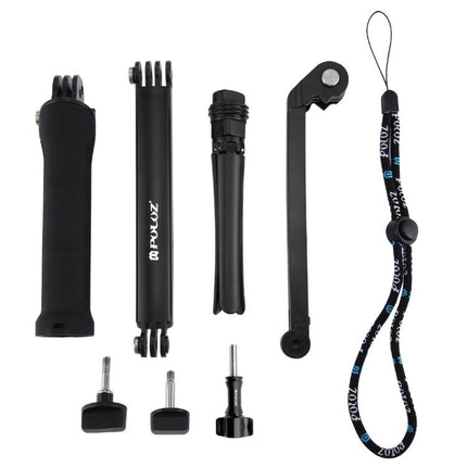 PULUZ 3-Way Grip Foldable Tripod Selfie-stick Extension Monopod for GoPro, Insta360 ONE R, DJI Osmo Action and Other Action Cameras, Length: 20-58cm, Length: 20-58cm