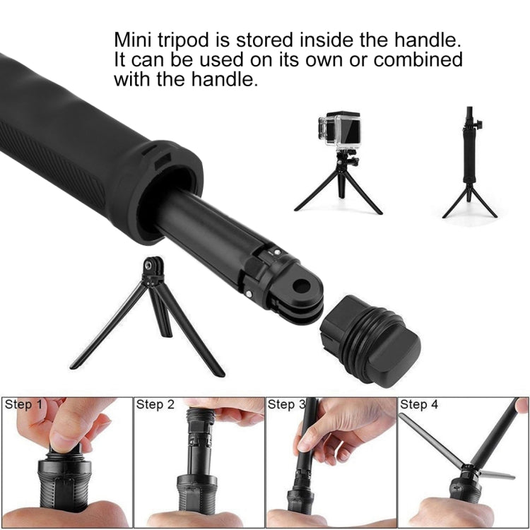 PULUZ 3-Way Grip Foldable Tripod Selfie-stick Extension Monopod for GoPro, Insta360 ONE R, DJI Osmo Action and Other Action Cameras, Length: 20-58cm