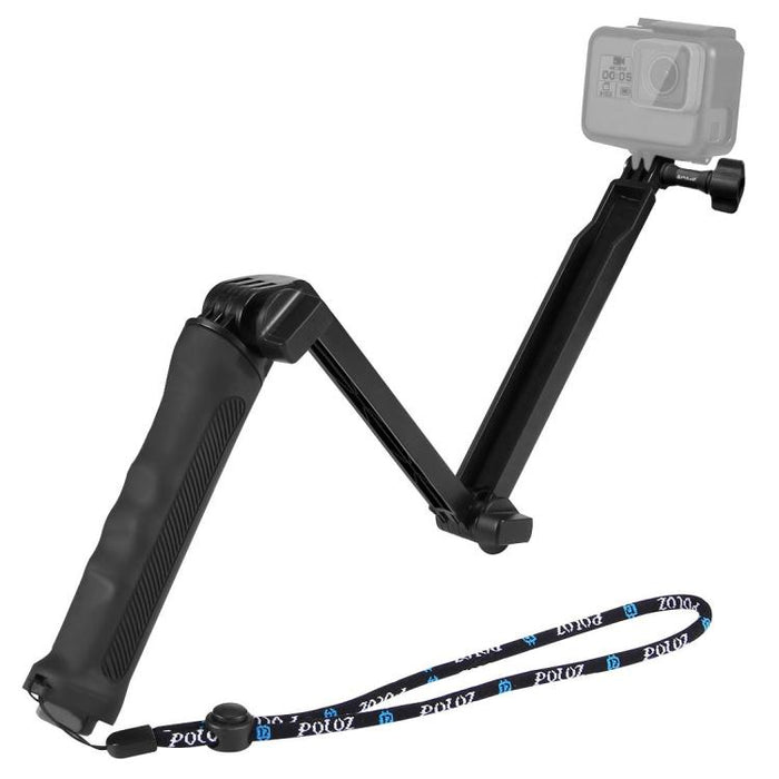 PULUZ 3-Way Grip Foldable Tripod Selfie-stick Extension Monopod for GoPro, Insta360 ONE R, DJI Osmo Action and Other Action Cameras, Length: 20-58cm, Length: 20-58cm