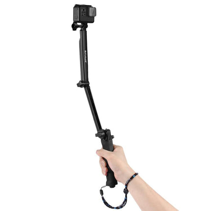 PULUZ 3-Way Grip Foldable Tripod Selfie-stick Extension Monopod for GoPro, Insta360 ONE R, DJI Osmo Action and Other Action Cameras, Length: 20-58cm, Length: 20-58cm