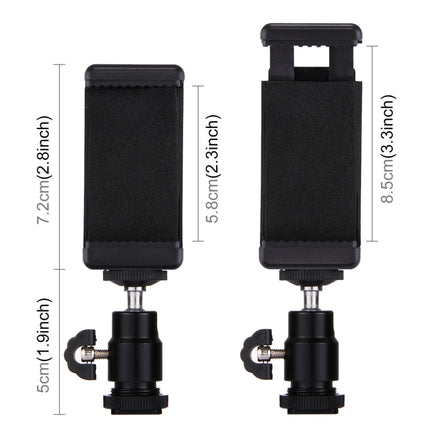 PULUZ 1/4 inch Hot Shoe Tripod Head +  Tripod Stand Clamp for iPhone, Samsung, Huawei, HTC, 5.5cm - 8cm Width Smartphones