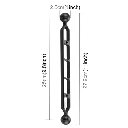 PULUZ 11.0 inch 27.9cm Aluminum Alloy Dual Balls Arm, Ball Diameter: 25mm, 11.0 inch (Blue), 11.0 inch (Red), 11.0 inch (Black)