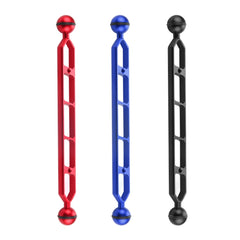PULUZ 11.0 inch 27.9cm Aluminum Alloy Dual Balls Arm, Ball Diameter: 25mm, 11.0 inch (Black), 11.0 inch (Blue), 11.0 inch (Red)