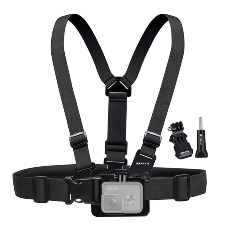 PULUZ Adjustable Body Mount Belt Chest Strap with J Hook Mount & Long Screw for GoPro, Insta360, DJI and Other Action Cameras, Chest Strap