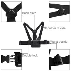 PULUZ Adjustable Body Mount Belt Chest Strap with J Hook Mount & Long Screw for GoPro, Insta360, DJI and Other Action Cameras