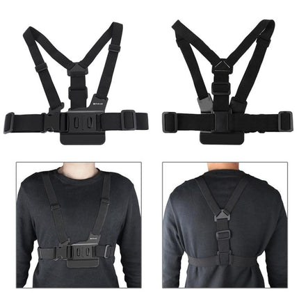 PULUZ Adjustable Body Mount Belt Chest Strap with J Hook Mount & Long Screw for GoPro, Insta360, DJI and Other Action Cameras, Chest Strap