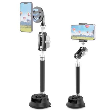 PULUZ Car Suction Cup Arm Mount Phone Tablet Magnetic Holder with Phone Clamp, Car Suction Cup Arm