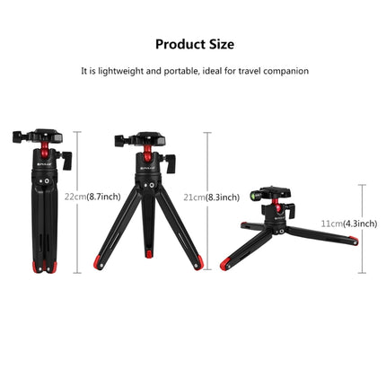 PULUZ Pocket Mini Metal Desktop Tripod Mount with 360 Degree Ball Head for DSLR & Digital Cameras, Adjustable Height: 11-21cm, Desktop Tripod with Head, Tripod with Head(AE)