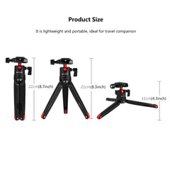 PULUZ Pocket Mini Metal Desktop Tripod Mount with 360 Degree Ball Head for DSLR & Digital Cameras, Adjustable Height: 11-21cm, Desktop Tripod with Head