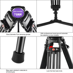 PULUZ Professional Heavy Duty Camcorder Aluminum Alloy Tripod, Tripod