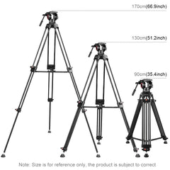 PULUZ 3 in 1 (Tripod + Bowl Adapter + Fluid Drag Head) Heavy Duty Video Camcorder Aluminum Alloy Tripod Mount Kit for DSLR / SLR Camera, Adjustable Height: 62-152cm, Tripod + Bowl + Black Fluid Head, Tripod + Bowl + Gold Fluid Head