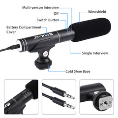 PULUZ Professional Interview Condenser Video Shotgun Microphone with 3.5mm Audio Cable for DSLR & DV Camcorder, Microphone