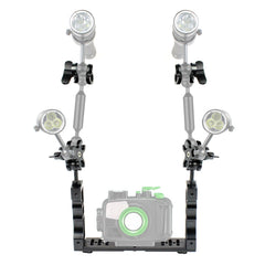 PULUZ Dual Handle Aluminium Tray Stabilizer with Dual Ball Aluminum Alloy Clamp for Underwater Camera Housings, Dual Ball