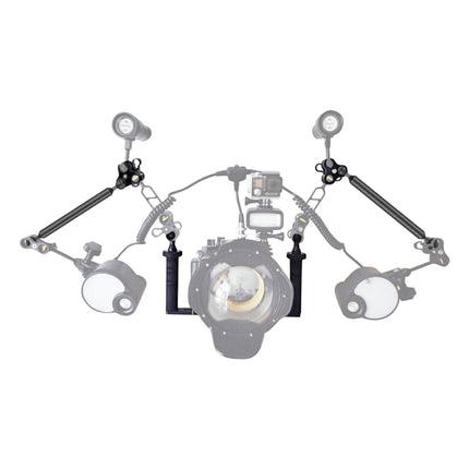 PULUZ Dual Handle Aluminium Tray Stabilizer with 2 x Dual Ball Aluminum Alloy Clamp & 2 x 7 inch Floating Arm for Underwater Camera Housings, 2 x Dual Ball(Black)