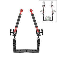 PULUZ Dual Handle Aluminium Tray Stabilizer with 2 x Dual Ball Aluminum Alloy Clamp & 2 x 7 inch Floating Arm for Underwater Camera Housings, 2 x Dual Ball(Black), 2 x Dual Ball(Blue), 2 x Dual Ball(Red)