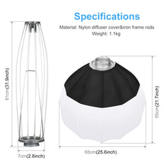 PULUZ 65cm Foldable Lantern Softbox SpeedLite Flash Light Foldable Diffuser, 65cm Softbox