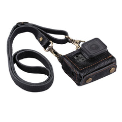 PULUZ for GoPro HERO7 Black /6 /5 Litchi Texture Genuine Leather Housing Case with Set Key Hole & Neck Strap & 52mm UV Lens, For GoPro HERO5 Black