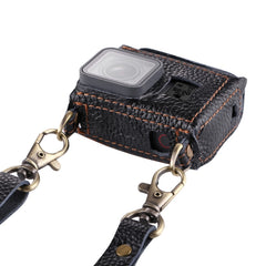 PULUZ for GoPro HERO7 Black /6 /5 Litchi Texture Genuine Leather Housing Case with Set Key Hole & Neck Strap & 52mm UV Lens, For GoPro HERO5 Black