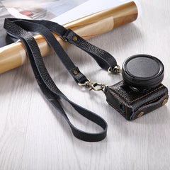 PULUZ for GoPro HERO7 Black /6 /5 Litchi Texture Genuine Leather Housing Case with Set Key Hole & Neck Strap & 52mm UV Lens, For GoPro HERO5 Black