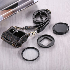 PULUZ for GoPro HERO7 Black /6 /5 Litchi Texture Genuine Leather Housing Case with Set Key Hole & Neck Strap & 52mm UV Lens, For GoPro HERO5 Black