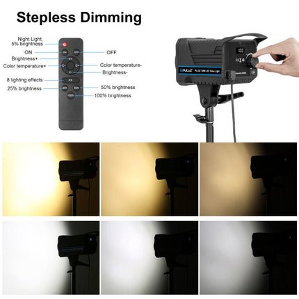 PULUZ 220V 120W Studio Video Light Dual Color Temperature Built-in Dissipate Heat System with Remote Control, 120W 2700K-6500K EU Plug, 120W 2700K-6500K UK Plug, 120W 2700K-6500K US Plug