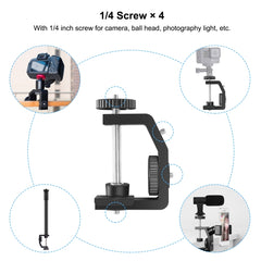 PULUZ C Clamp Mount Light Stand Extension Central Shaft Rod Monopod Holder Kits with Ball-Head, Rod Length: 33-60cm, C Clamp Extension Rod with Ball-Head