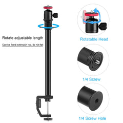 PULUZ C Clamp Mount Light Stand Extension Central Shaft Rod Monopod Holder Kits with Ball-Head, Rod Length: 33-60cm, C Clamp Extension Rod with Ball-Head