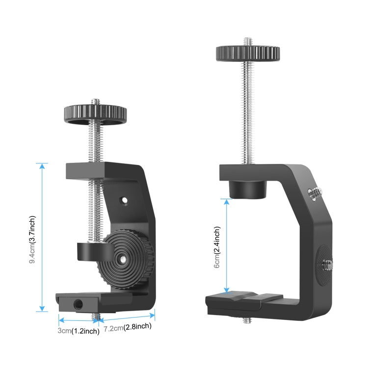 PULUZ Heavy Duty C Clamp Camera Clamp Mount with 1/4 inch Screw for GoPro, Insta360, DJI and Other Action Cameras, C Clamp